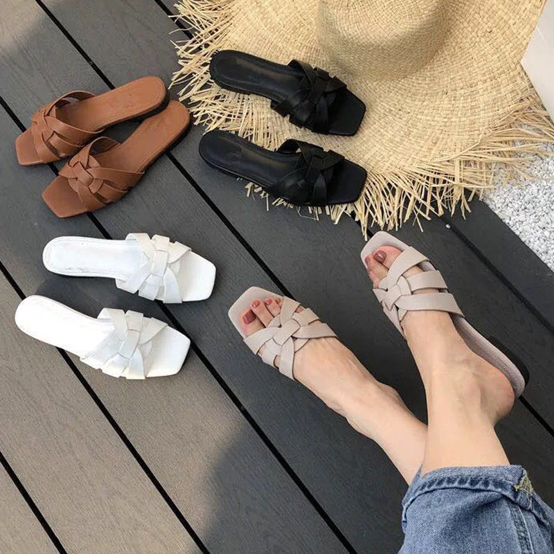 Sandalias Planas Casuales de Punta Abierta para Playa - Mujer