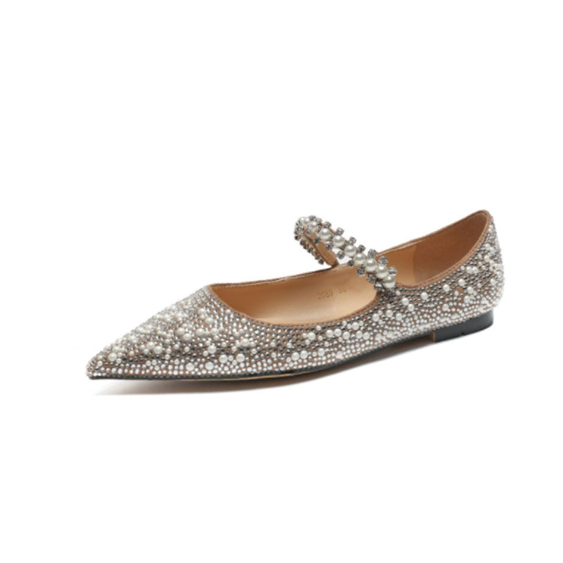 Tacones de Aguja con Punta en Pico y Cristales para Banquete