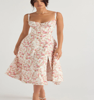 Vestido Parisino - Vestido Largo Floral con Ajuste en la Cintura (Una Pieza)