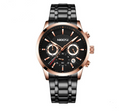 Reloj Deportivo de Acero Negro y Dorado para Hombre con 3 Esferas