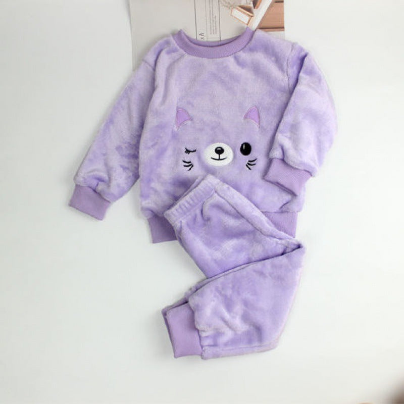 Ropa de Casa de Felpa Gruesa de Forro Polar Coral para Niños