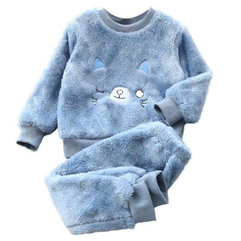 Ropa de Casa de Felpa Gruesa de Forro Polar Coral para Niños