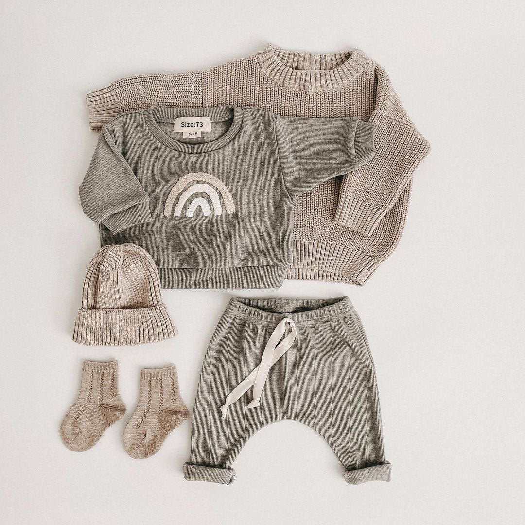 Conjunto de Sudadera y Pantalón de Manga Larga para Bebé – Arcoíris
