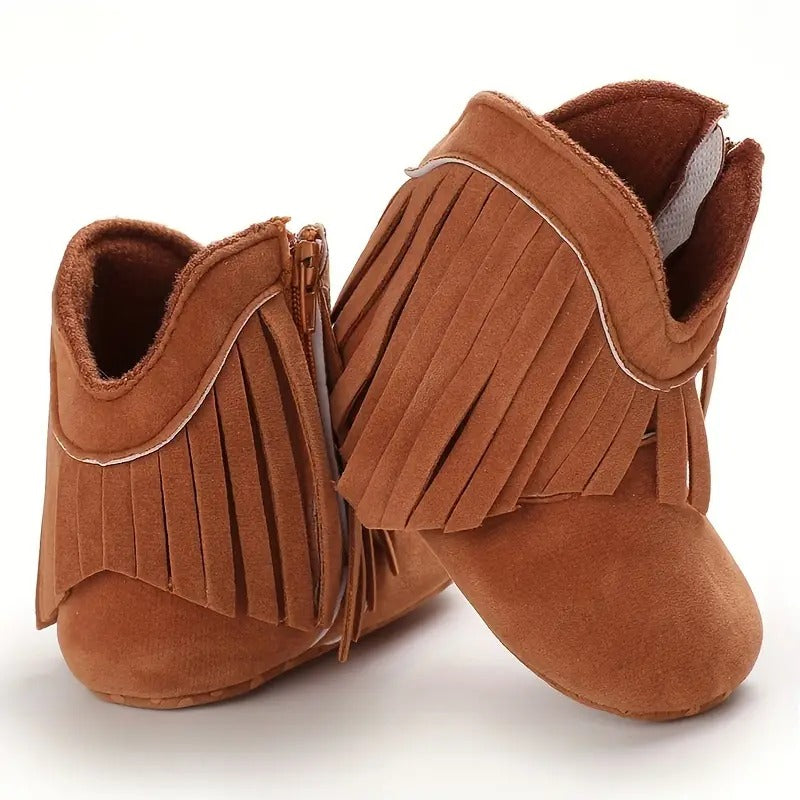 Botas Cálidas de Caña Alta con Borlas para Bebés Niñas