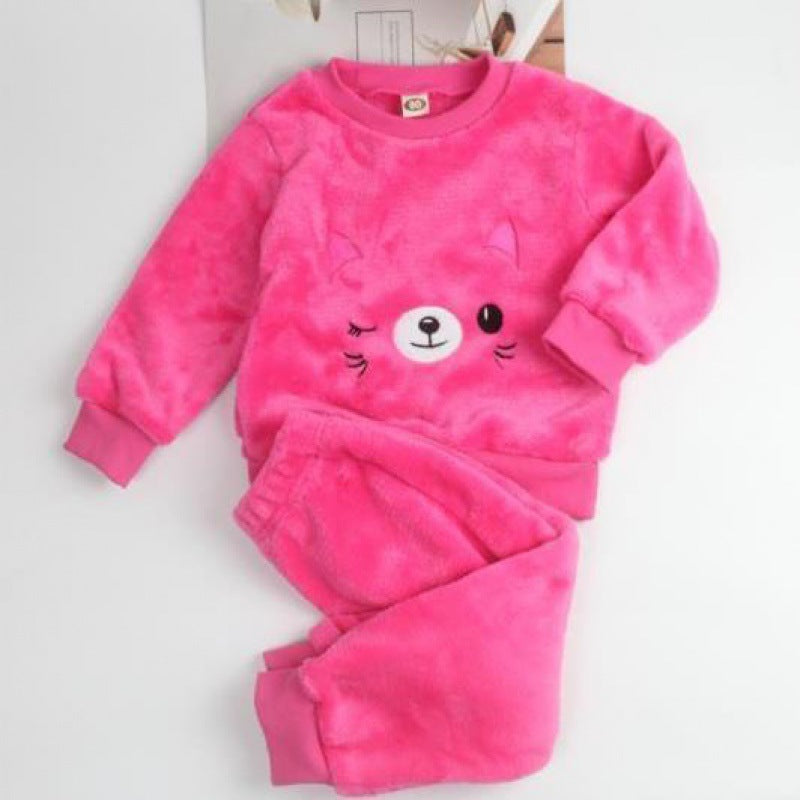Ropa de Casa de Felpa Gruesa de Forro Polar Coral para Niños