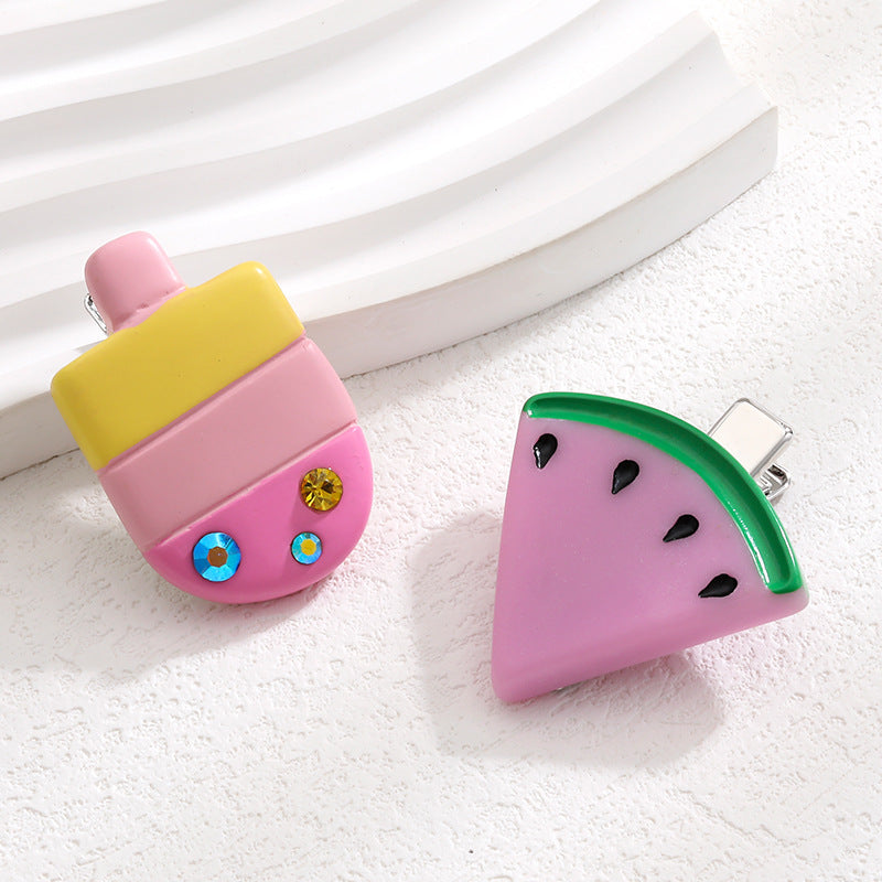 Lindo Broche de Pelo de Sandía - Accesorio de Resina de Moda