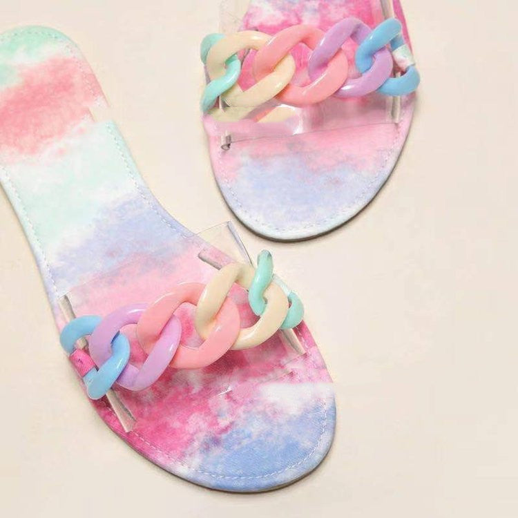 Sandalias Planas Transparentes Casuales para Playa - Talla Grande
