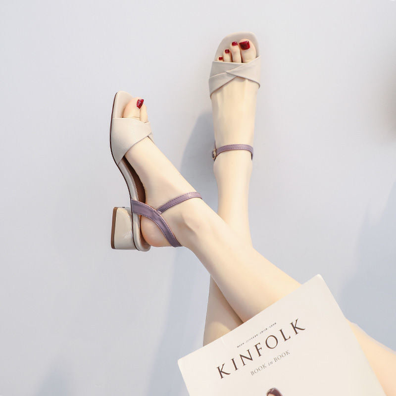 Sandalias de Tacón Medio Estilo Hada para Verano