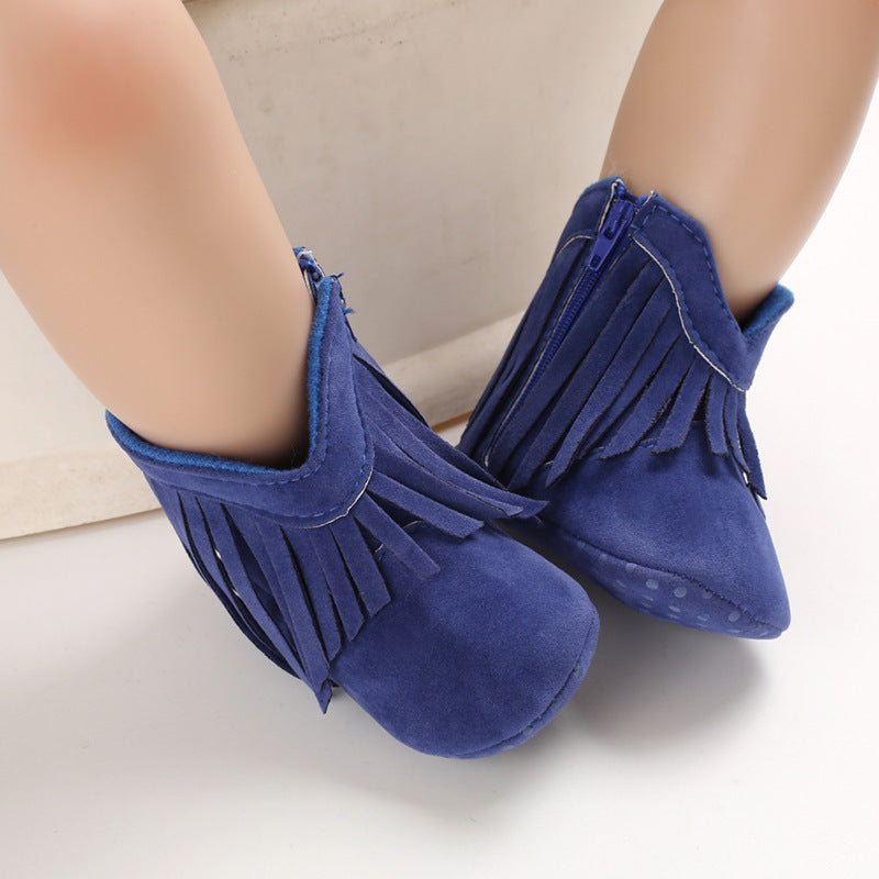 Botas Cálidas de Caña Alta con Borlas para Bebés Niñas