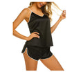 Conjunto de Lencería de Satén de Seda con Camisola y Short