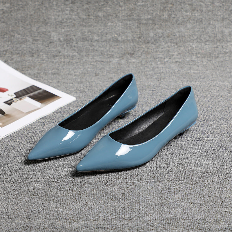 Zapatos de Cuero Negro con Punta en Pico para Oficina - Mujer