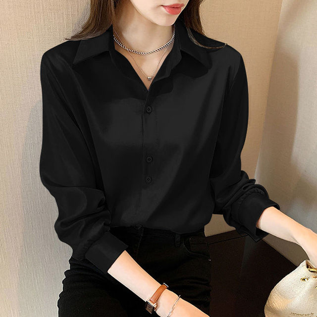 Blusa de Oficina Holgada de Color Sólido Estilo Coreano para Mujer