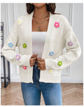 Dulce Cárdigan de Punto con Diseño Floral para Mujer