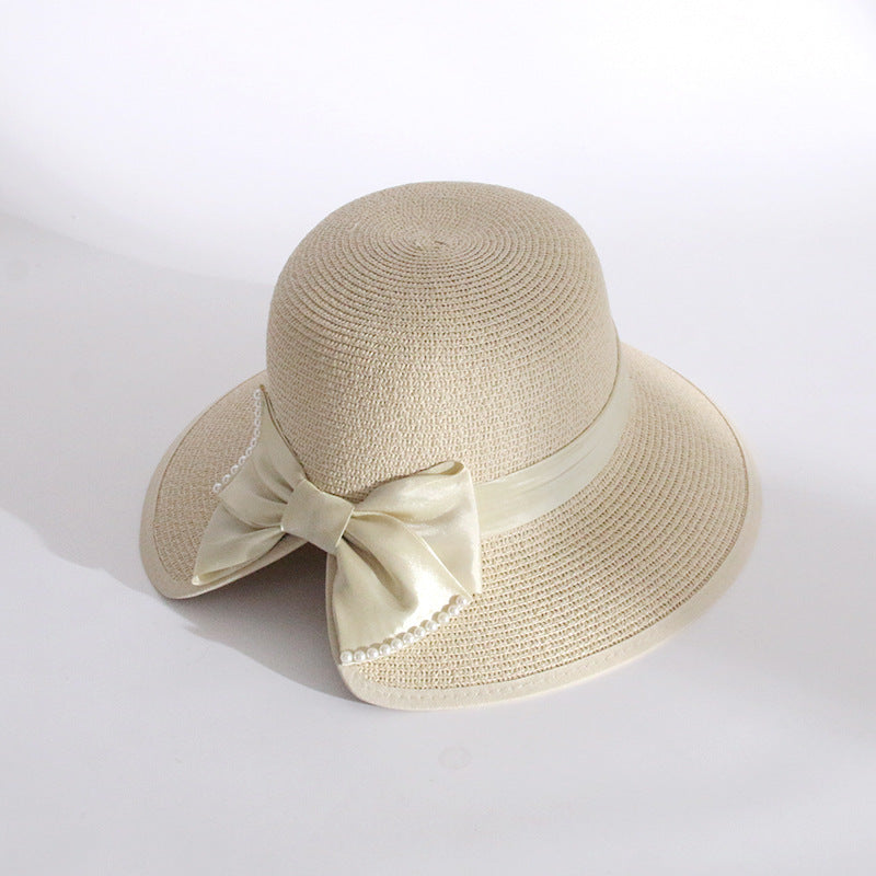 Sombrero de Pescador con Perlas y Protección Solar para Mujer