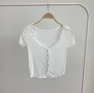 Top Cárdigan de Verano con Manga de Volantes para Mujer
