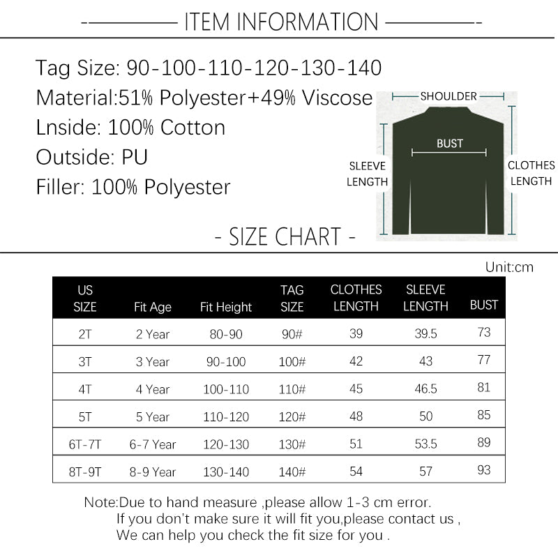 Chaquetas de Cuero y Abrigos de Algodón para Niños