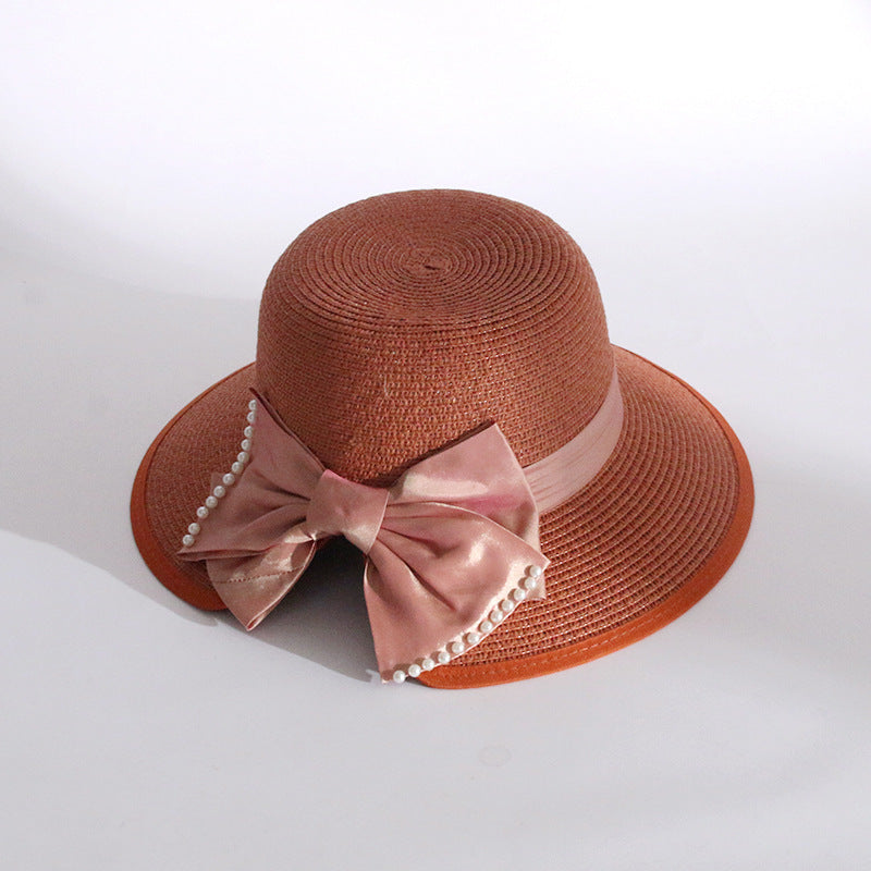 Sombrero de Pescador con Perlas y Protección Solar para Mujer