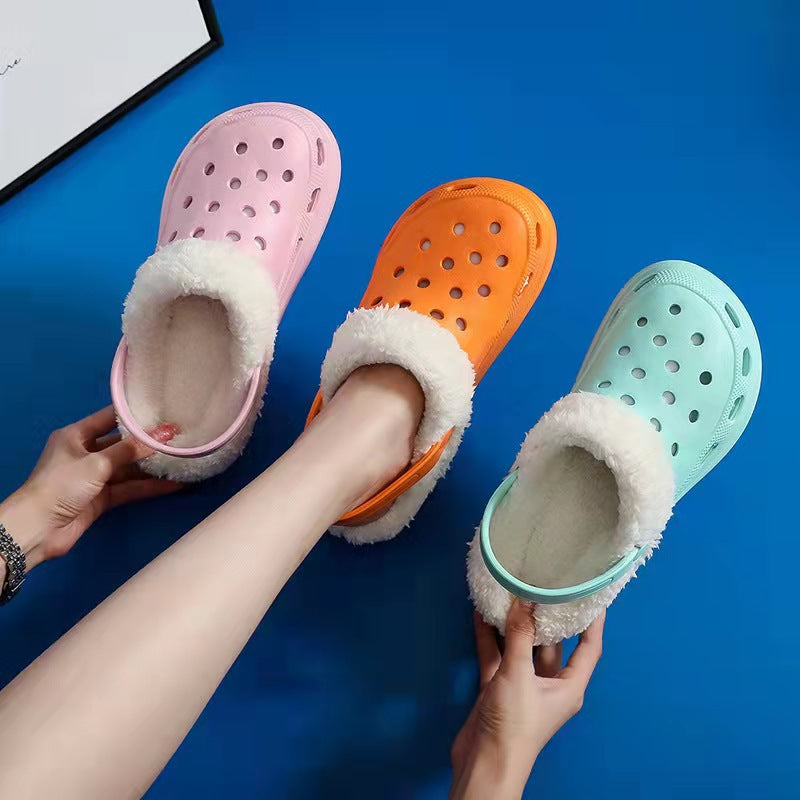 Pantuflas de Lana Dongdong de Invierno con Suela Gruesa y Felpa para Mujer