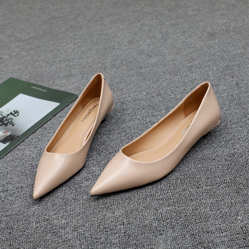Zapatos de Cuero Negro con Punta en Pico para Oficina - Mujer