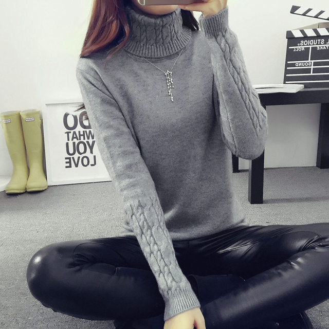 Suéter de Lana de Cuello Alto a la Moda para Invierno - Mujer