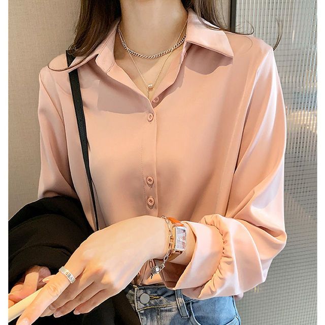 Blusa de Oficina Holgada de Color Sólido Estilo Coreano para Mujer