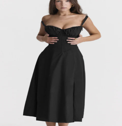 Vestido Parisino - Vestido Largo Floral con Ajuste en la Cintura (Una Pieza)