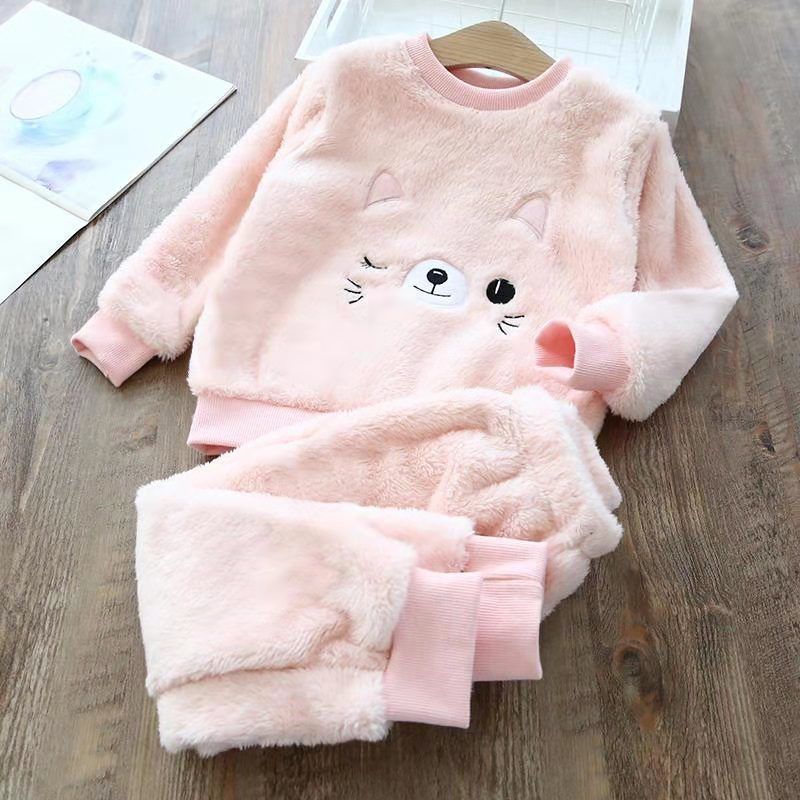 Ropa de Casa de Felpa Gruesa de Forro Polar Coral para Niños