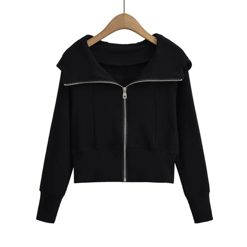 Chaqueta con Capucha Ajustada Estilo Deportivo Americano para Mujer