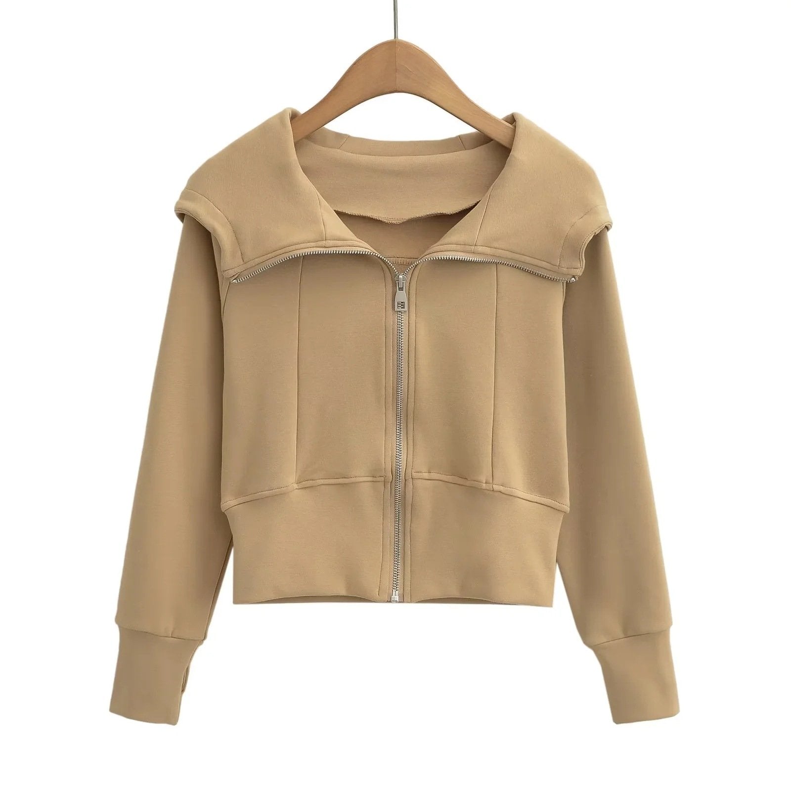 Chaqueta con Capucha Ajustada Estilo Deportivo Americano para Mujer