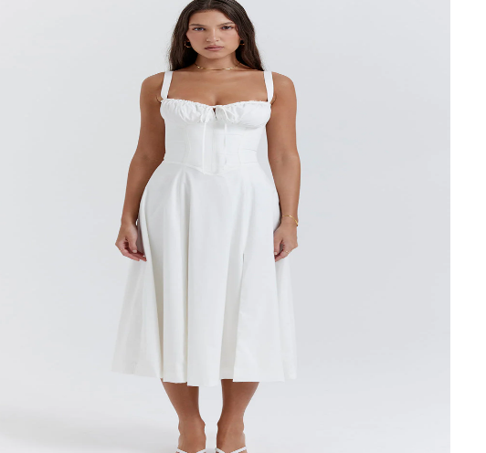 Vestido Parisino - Vestido Largo Floral con Ajuste en la Cintura (Una Pieza)